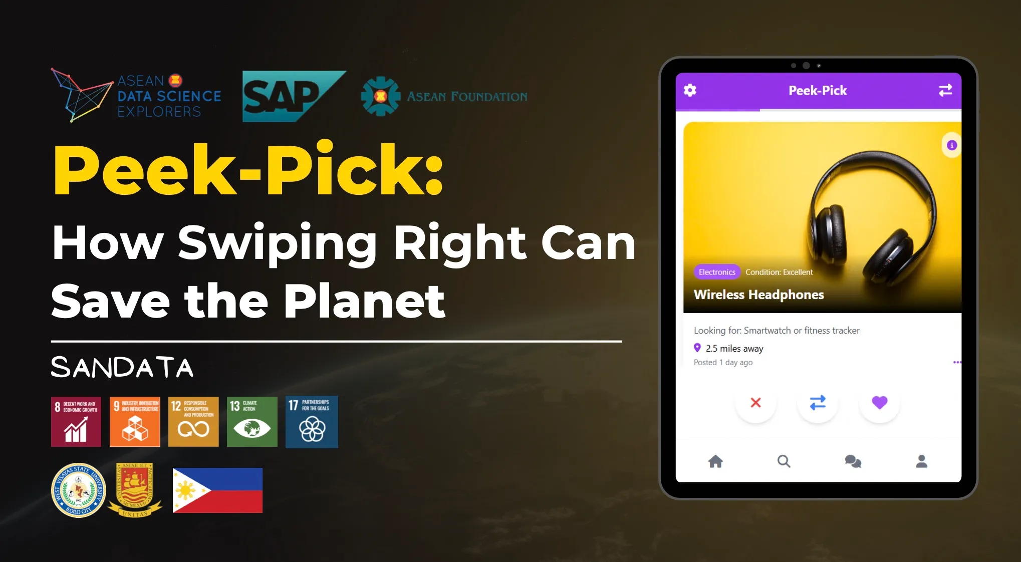 Peek-Pick project title card from the ASEAN Data Science Explorers 2025 National Finals